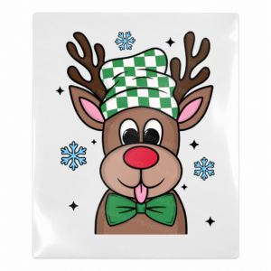Plaid Hat Reindeer Green Christmas UV Transfer