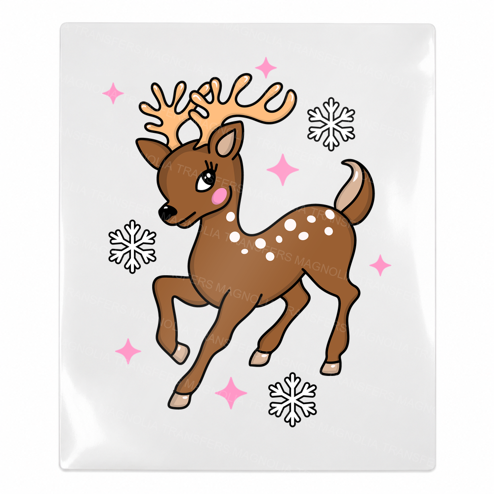 Snowflake Reindeer Christmas UV Transfer