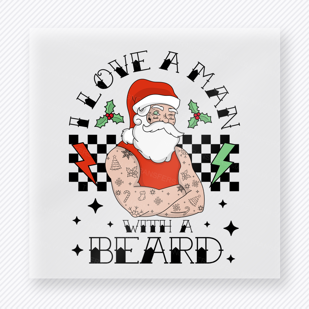 Love A Man With A Beard Christmas DTF Transfers