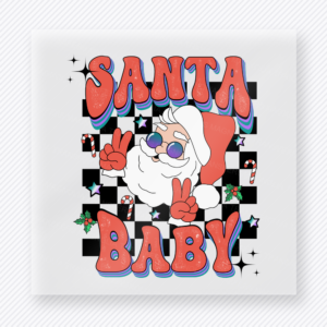 Santa Baby Checker Christmas DTF Transfers