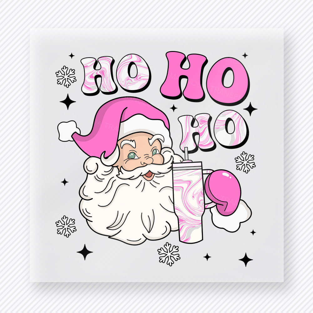 Ho Ho Ho Pink Santa Christmas DTF Transfers