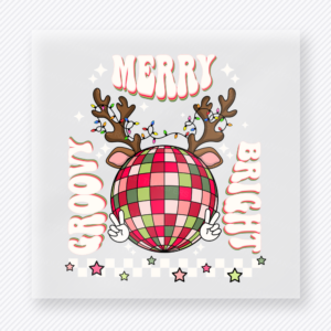 Merry Bright Groovy Reindeer Christmas DTF Transfers