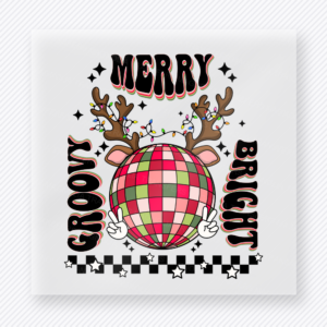Merry Bright Groovy Reindeer Checker Bring Festive Christmas DTF Transfers