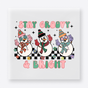 Stay Groovy Bright Snowmen Christmas DTF Transfers