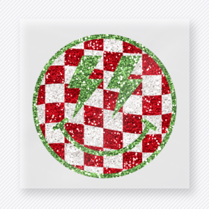 Checker Lightning Smiley Christmas DTF Transfers