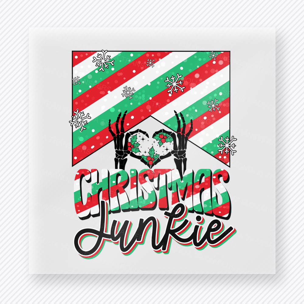 Christmas Junkie Stripe Bring Festive Christmas DTF Transfers