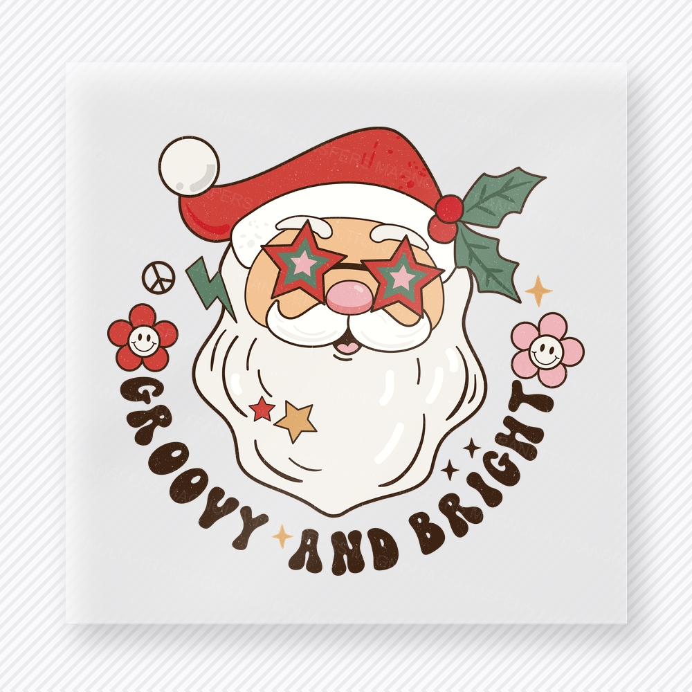 Groovy And Bright Santa Christmas DTF Transfers