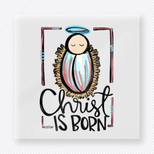 Christ Is Born Angel Christmas DTF transfer featuring faith Christmas angel design with Christ is born wording