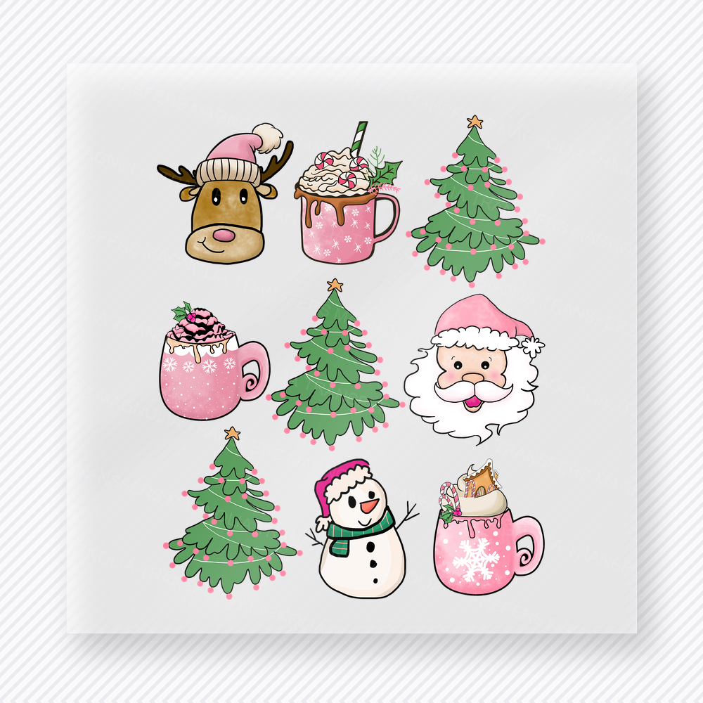 Christmas Cups And Trees Christmas DTF Transfers