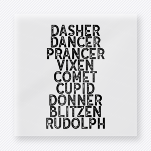 Santa's Reindeer Names Christmas DTF Transfers