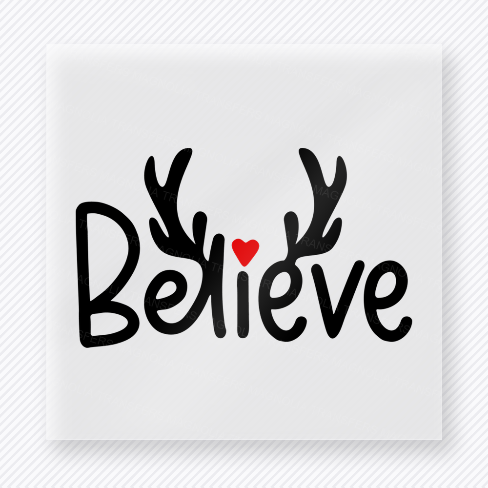 Believe Reindeer Antlers Christmas DTF Transfers