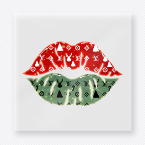 Christmas Luxury Lips Red Green Christmas DTF transfer featuring red and green Christmas lips design with luxury pattern