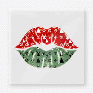 Christmas Luxury Lips Red Green Christmas DTF transfer featuring red and green luxury lips Christmas design