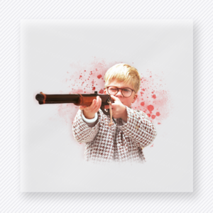 Christmas Movie BB Gun Kid Christmas DTF transfer featuring holiday movie kid portrait with BB gun design