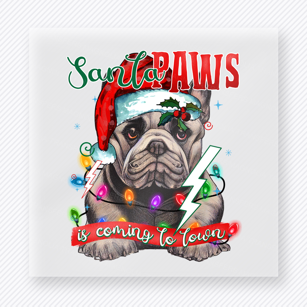 Santa Paws Bulldog Christmas DTF Transfers