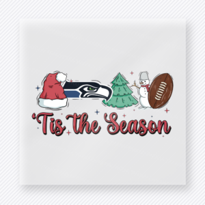 Seahawks Tis The Season Football Christmas DTF transfer featuring Seahawks football Christmas tis the season design