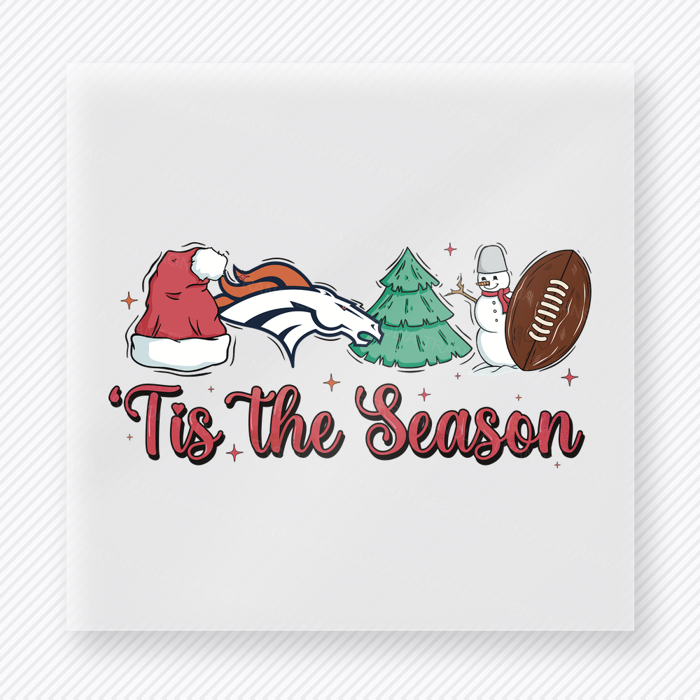 Broncos Tis The Season Football Christmas DTF Transfers
