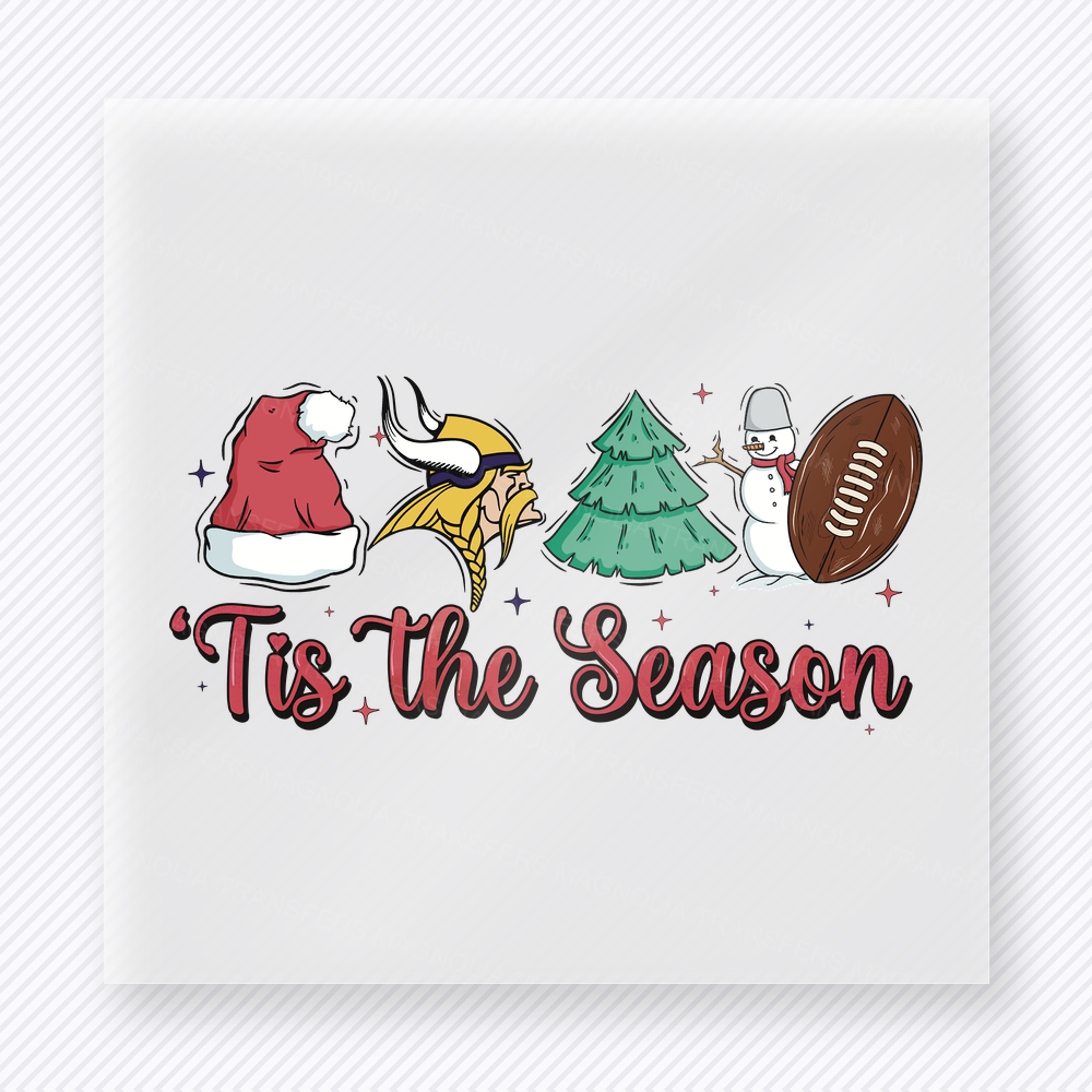 Vikings Tis The Season Football Christmas DTF Transfers
