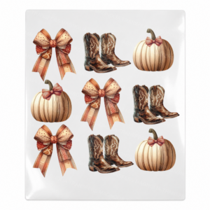 Bows Boots and Pumpkins Pattern Fall & Thanksgiving UV transfer for hard-surface products