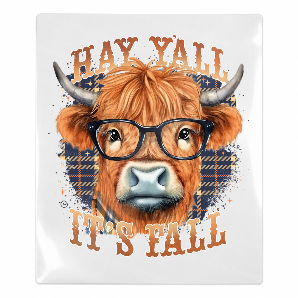 Hay Y'all It's Fall Fall & Thanksgiving UV transfer for hard-surface products
