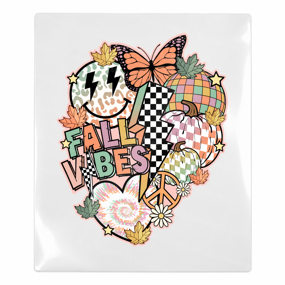 Fall Vibes Floral Heart Fall & Thanksgiving UV transfer for hard-surface products
