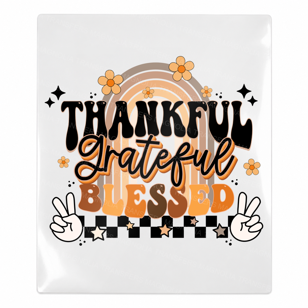 Thankful Grateful Blessed Fall & Thanksgiving UV transfer for hard-surface products