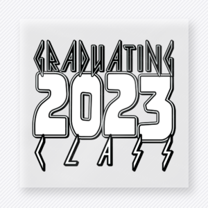 Graduating Class 2023 Black Lightning Seniors DTF transfer featuring black 2023 lettering with graduating class text and lightning details