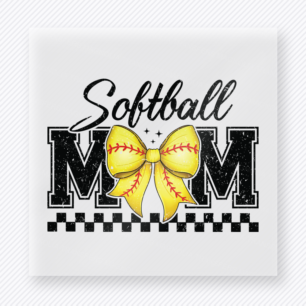 Softball Mom Yellow Bow Sports DTF Transfers