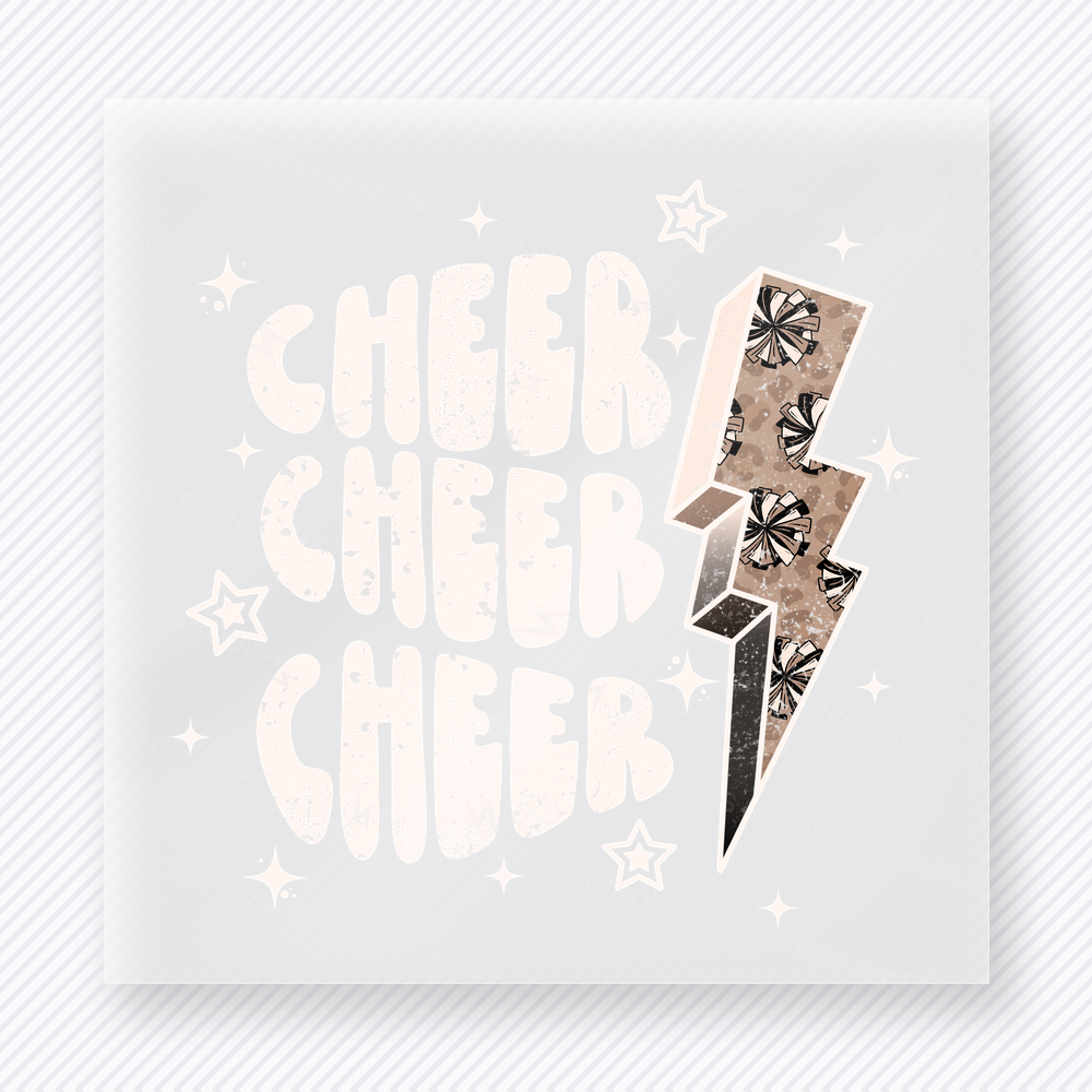 Cheer Cheer Cheer White Bolt Sports DTF Transfers