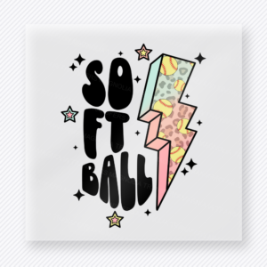 Softball Lightning Bolt Sports DTF Transfers