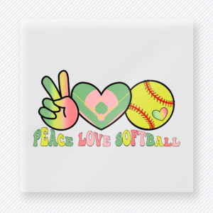 Peace Love Softball Sign Heart Sports DTF Transfers