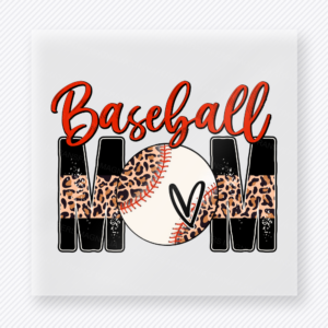 Baseball Mom Leopard Lettering Heart Sports DTF Transfers