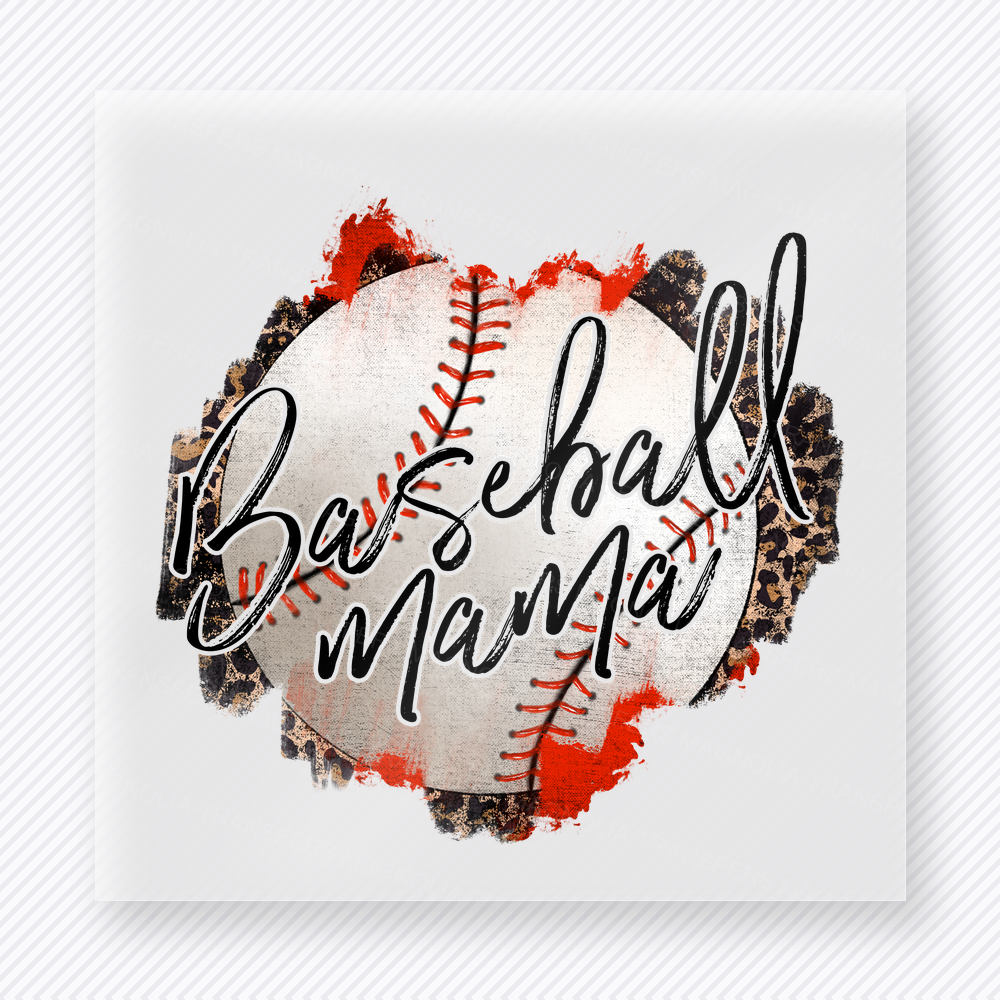 Baseball Mama Leopard Circle Sports DTF Transfers