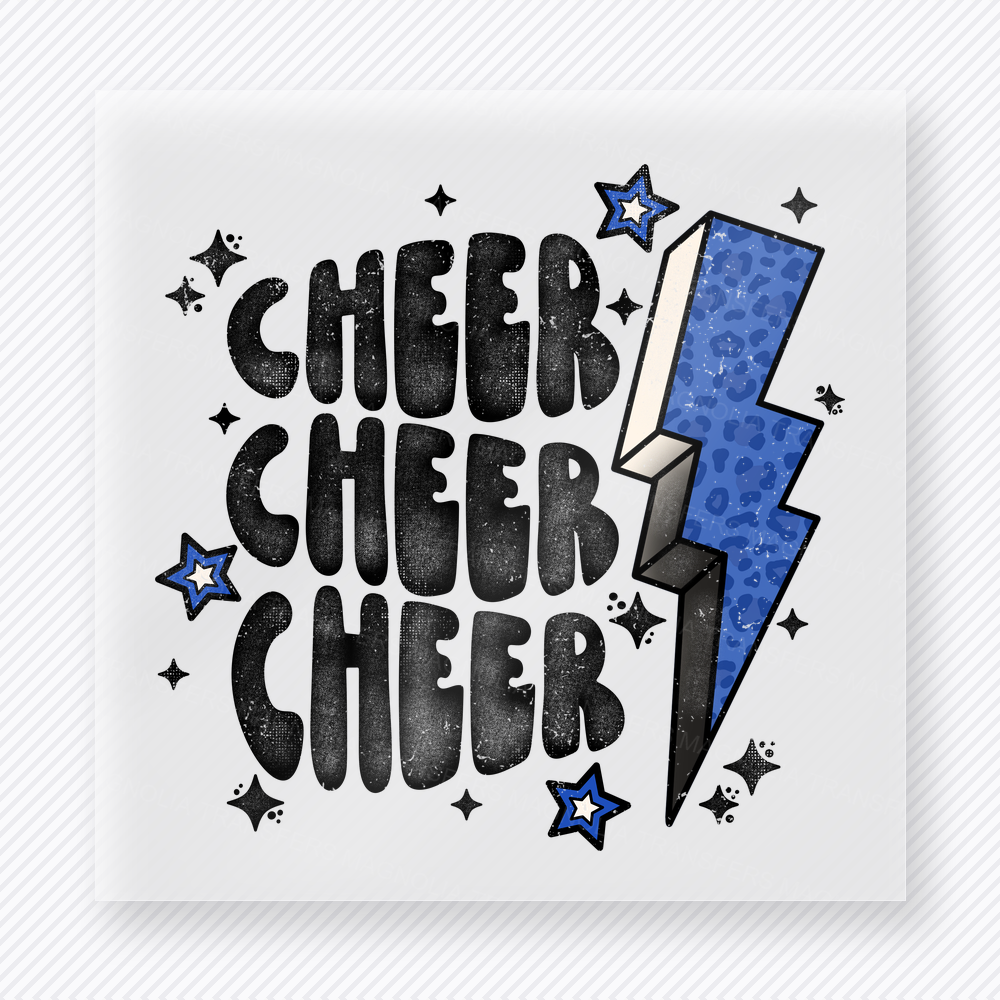Cheer Cheer Cheer Blue Bolt Sports DTF Transfers