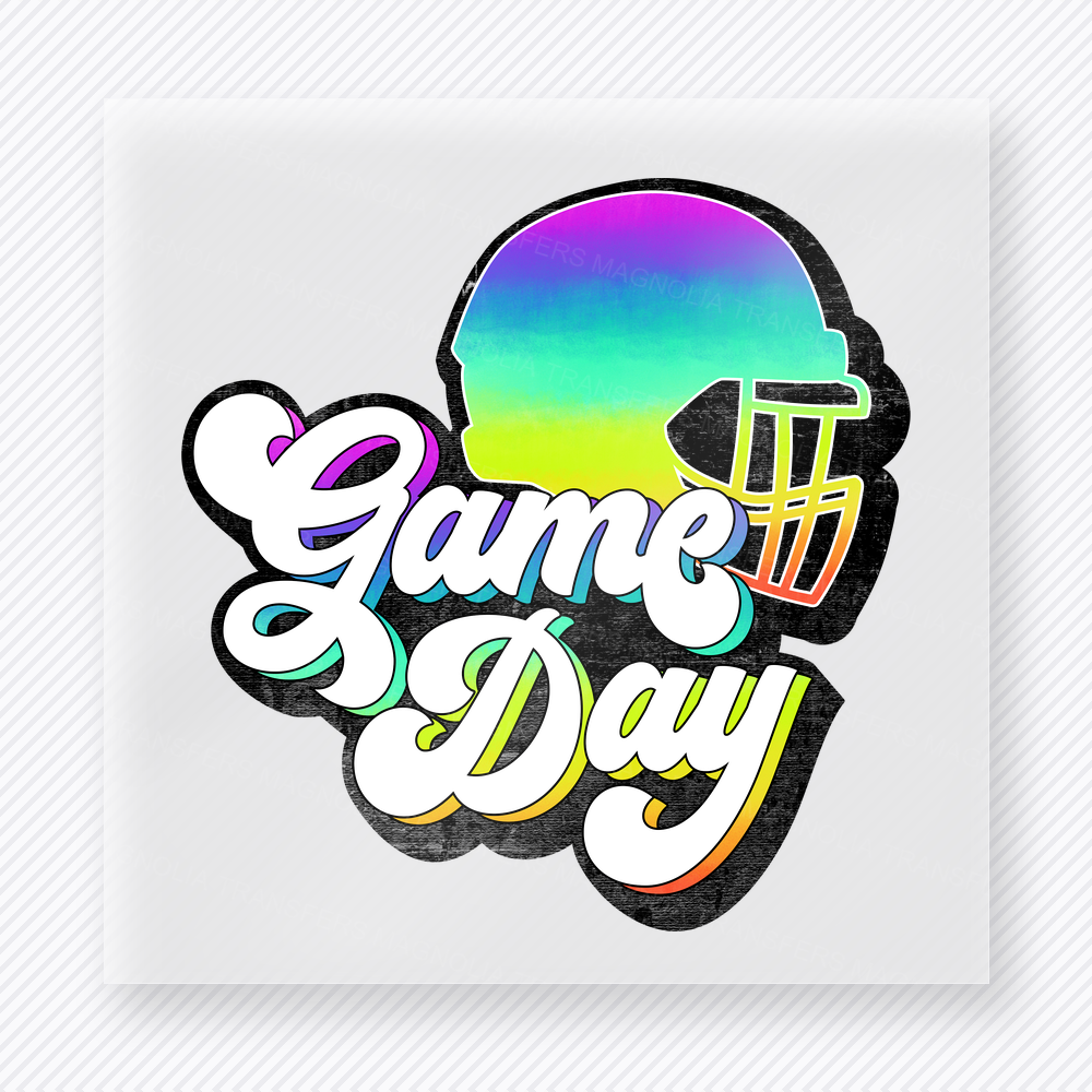 Rainbow Leopard Game Day Football Helmet Sports DTF Transfers