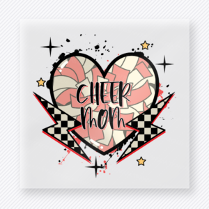 Checkered Cheer Mom Heart Sports DTF Transfers