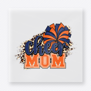 Cheer Mom Orange Blue Pom Sports DTF Transfers