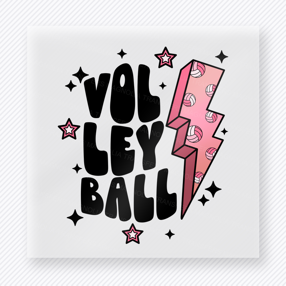 Volleyball Pink Lightning Bolt Sports DTF Transfers