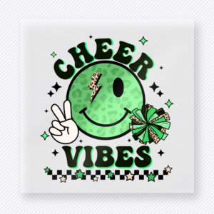 Cheer Vibes Green Smiley Sports DTF Transfers