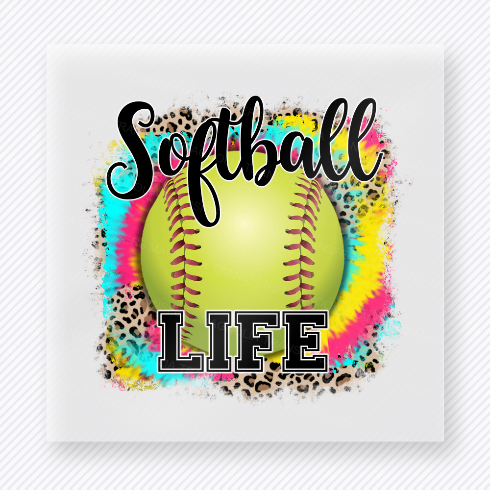 Softball Life Tie Dye Sports DTF Transfers