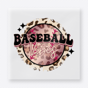 Baseball Vibes Leopard Lettering Over Sports DTF Transfers