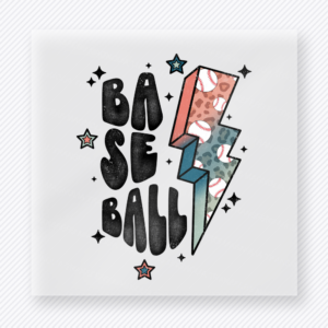 Baseball Lightning Bolt Pink Sports DTF Transfers