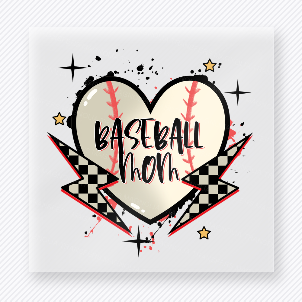 Baseball Mom Heart Sports DTF Transfers