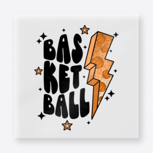 Basketball Lightning Bolt Bold Lettering Orange Sports DTF Transfers