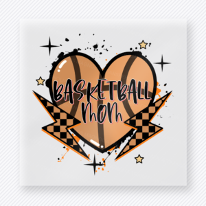 Basketball Mom Checkered Heart Sports DTF Transfers