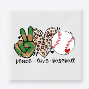 Peace Love Baseball Leopard Hand Heart Sports DTF Transfers