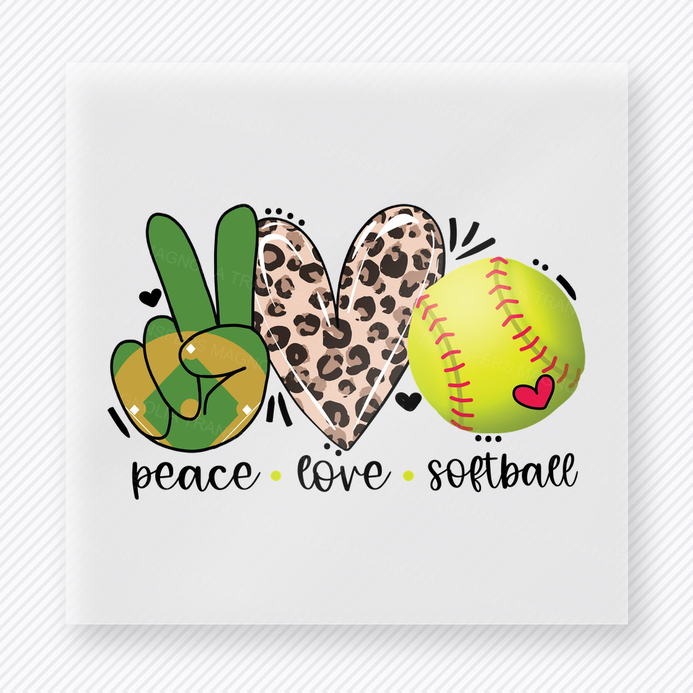 Peace Love Softball Leopard Sports DTF Transfers