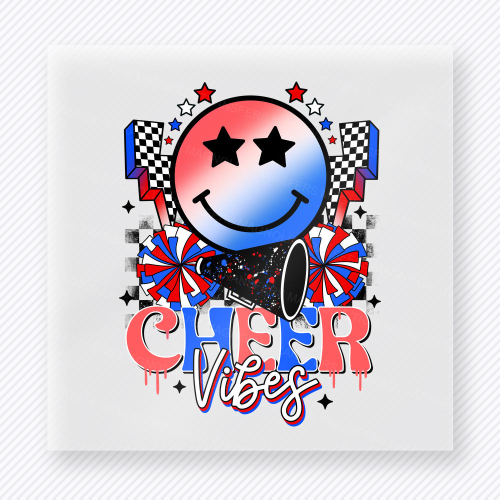 Cheer Vibes Patriotic Megaphone Sports DTF Transfers