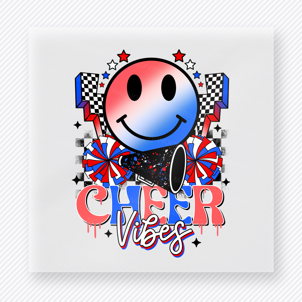 Cheer Vibes Patriotic Ombre Sports DTF Transfers