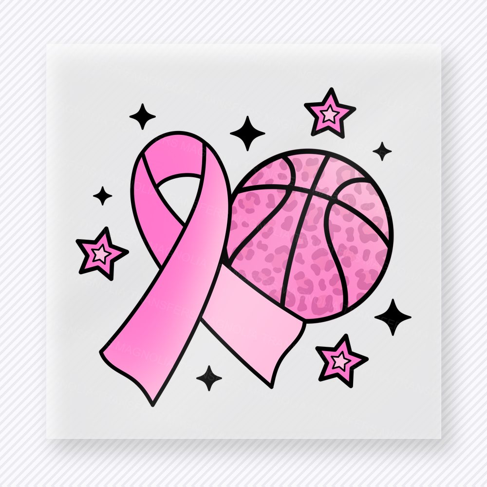 Pink Ribbon Basketball Sports DTF Transfers